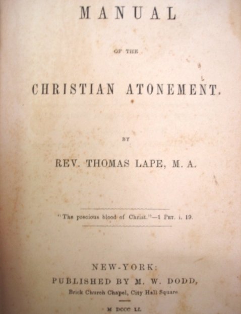 [ The title page from Pastor Lape's 1851 book ]